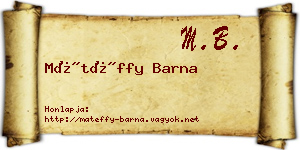 Mátéffy Barna névjegykártya